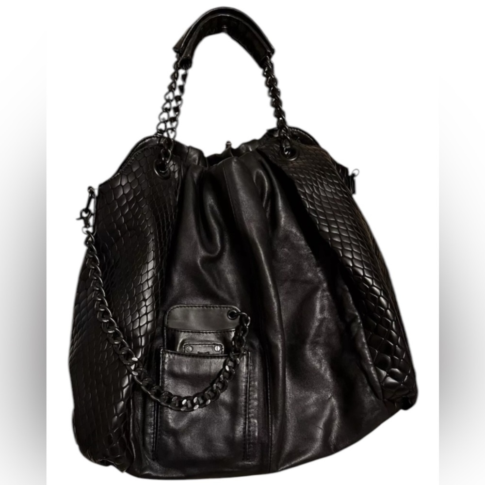 L.A.M.B Black Embossed Satchel W/Strap Bag by Gwen Stefani. NEW and RARE‼️